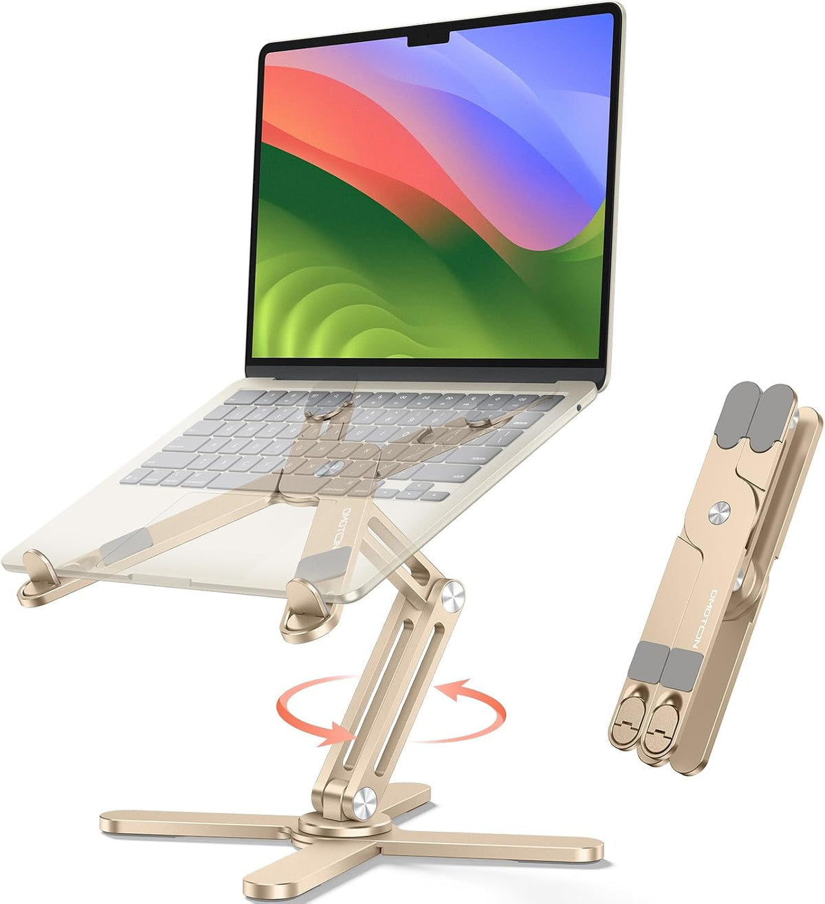 LA10 360° Rotating Laptop Stand Riser Foldable for Desk, Silver