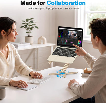 LA10 360° Rotating Laptop Stand Riser Foldable for Desk, Silver