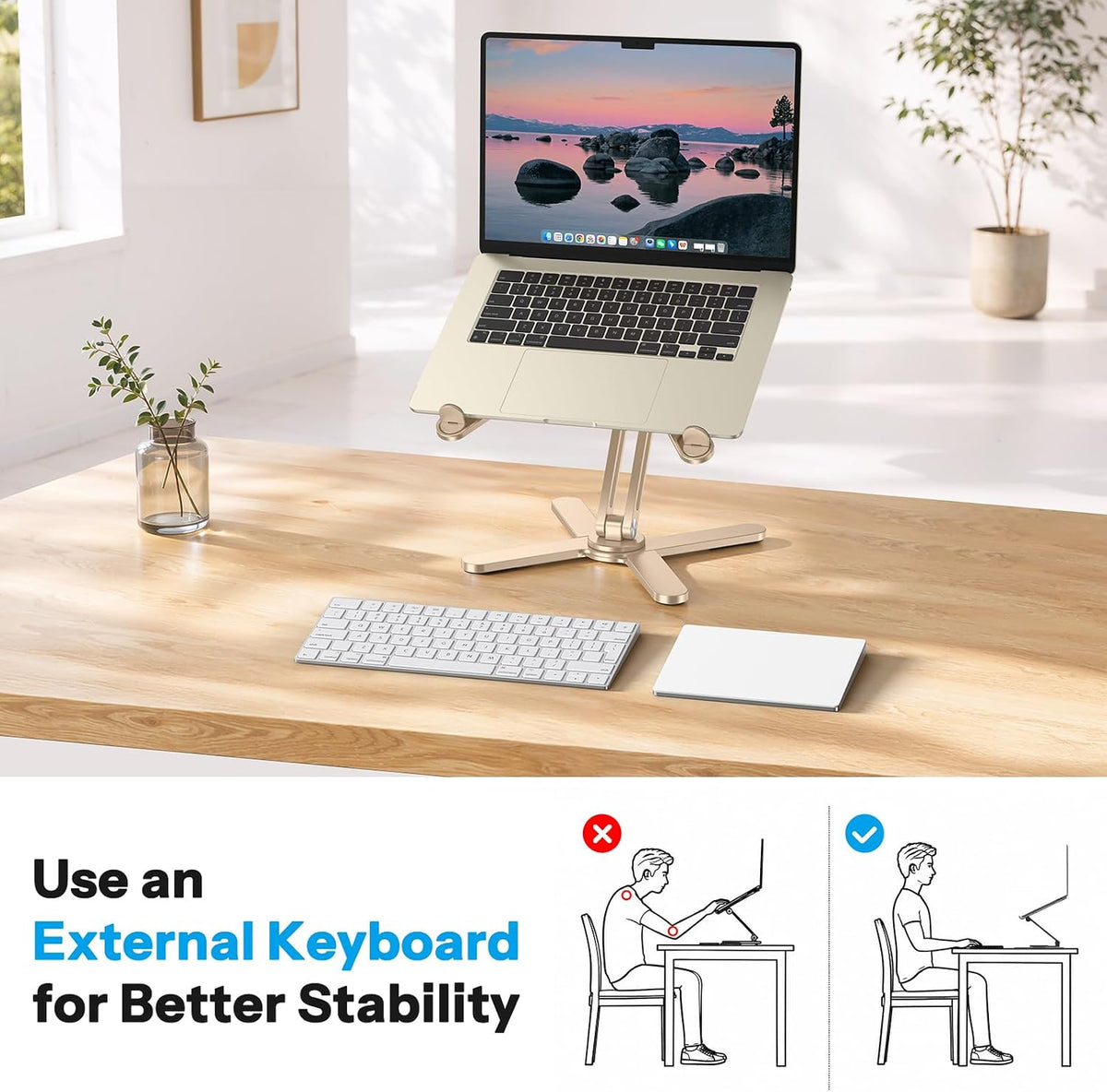 LA10 360° Rotating Laptop Stand Riser Foldable for Desk, Silver