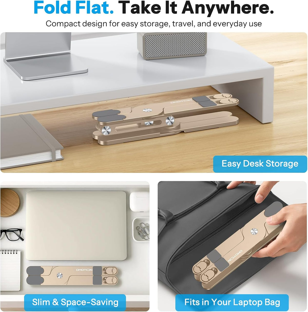 LA10 360° Rotating Laptop Stand Riser Foldable for Desk, Silver