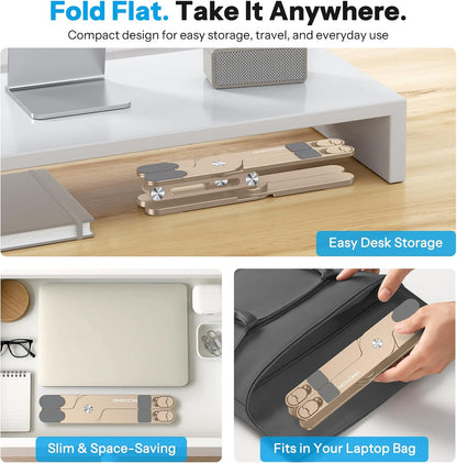LA10 360° Rotating Laptop Stand Riser Foldable for Desk, Silver