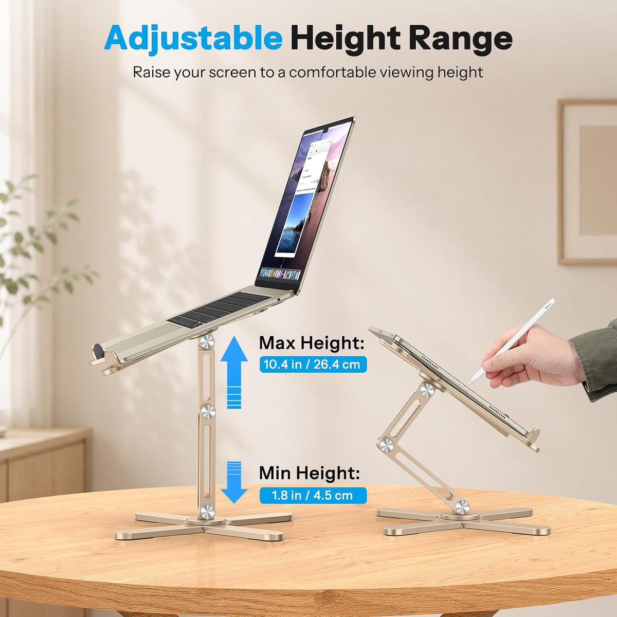 LA10 360° Rotating Laptop Stand Riser Foldable for Desk, Silver