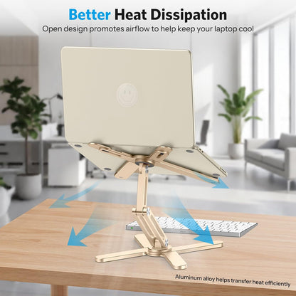 LA10 360° Rotating Laptop Stand Riser Foldable for Desk, Silver