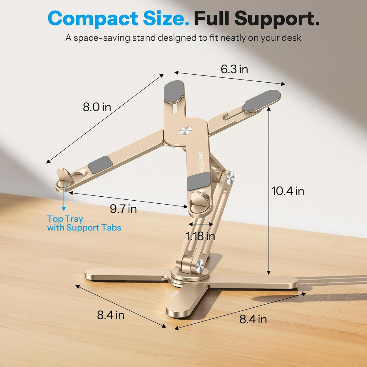 LA10 360° Rotating Laptop Stand Riser Foldable for Desk, Silver