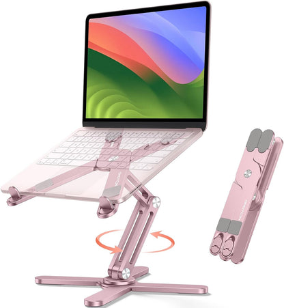 LA10 360° Rotating Laptop Stand Riser Foldable for Desk, Silver