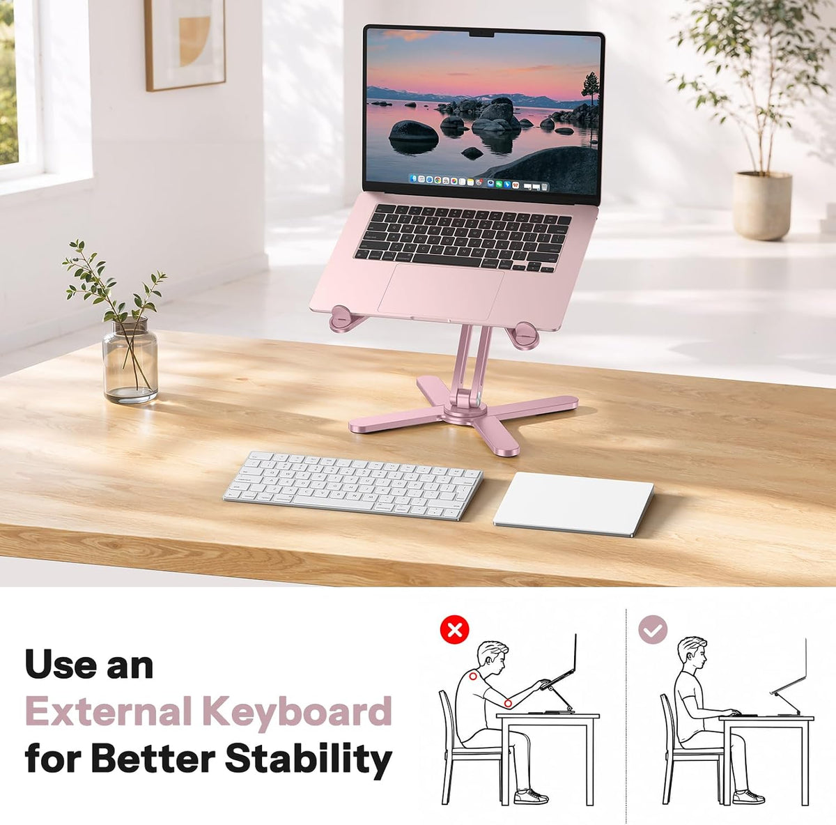 LA10 360° Rotating Laptop Stand Riser Foldable for Desk, Silver