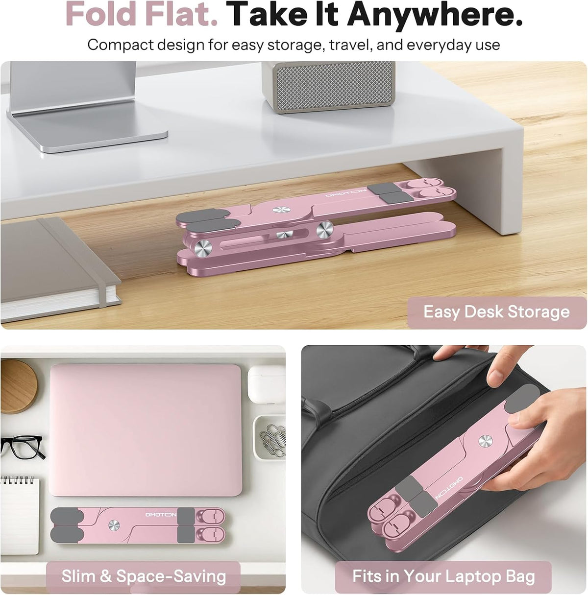 LA10 360° Rotating Laptop Stand Riser Foldable for Desk, Silver