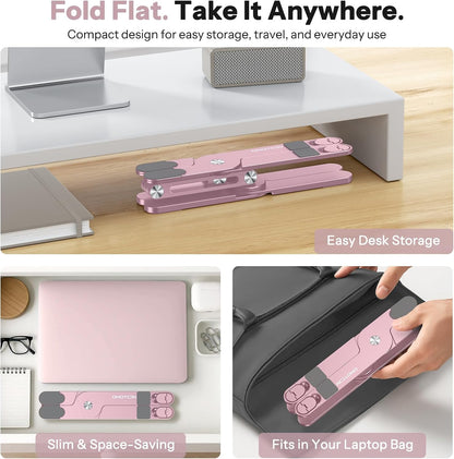 LA10 360° Rotating Laptop Stand Riser Foldable for Desk, Silver