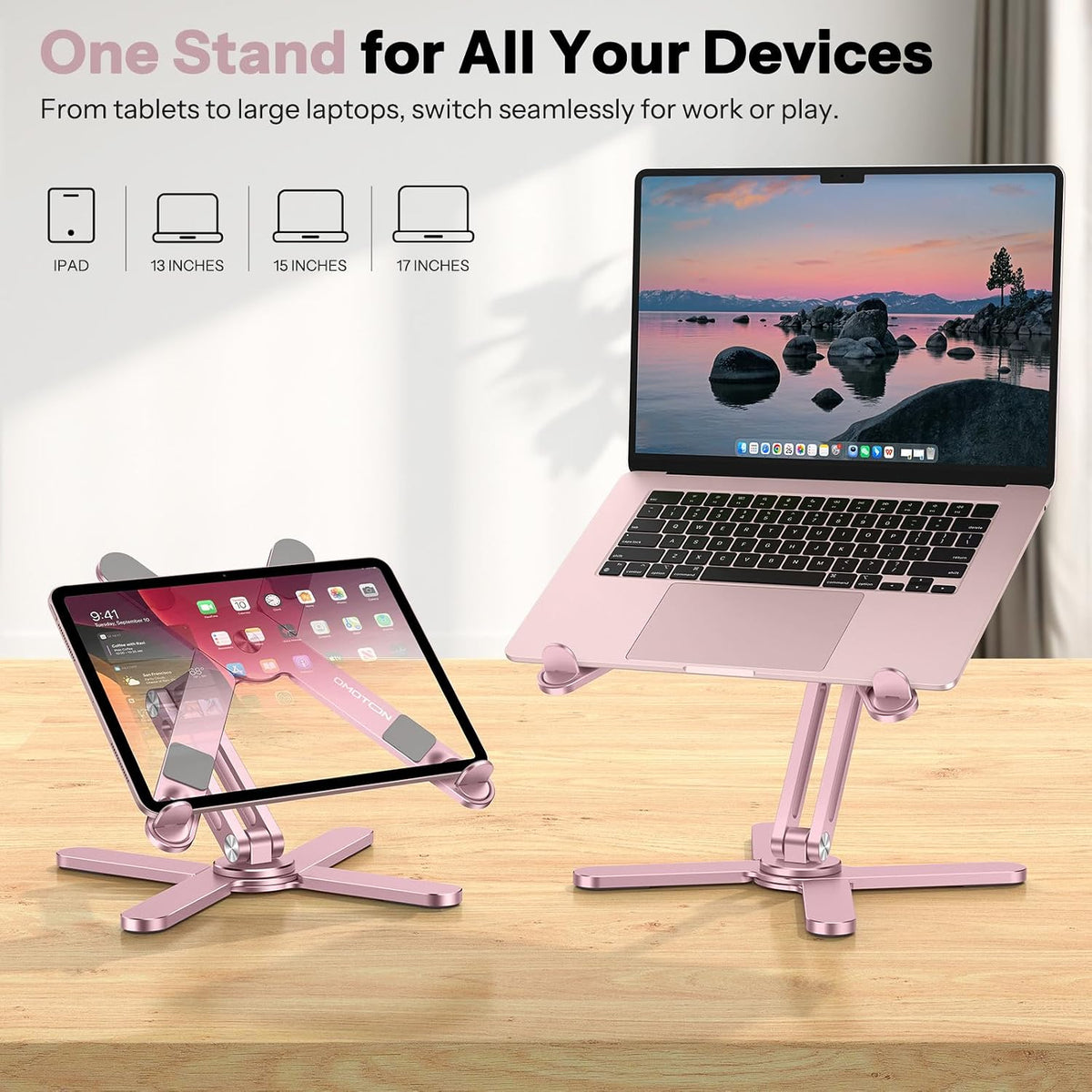 LA10 360° Rotating Laptop Stand Riser Foldable for Desk, Silver
