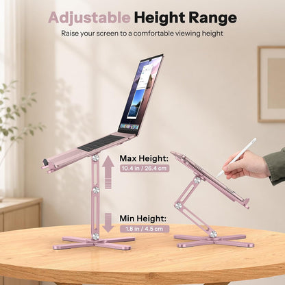 LA10 360° Rotating Laptop Stand Riser Foldable for Desk, Silver