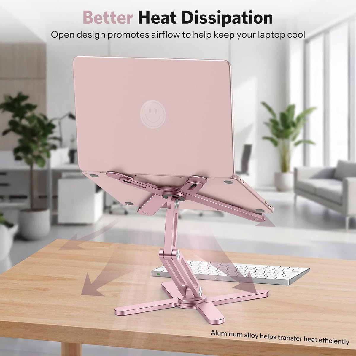 LA10 360° Rotating Laptop Stand Riser Foldable for Desk, Silver