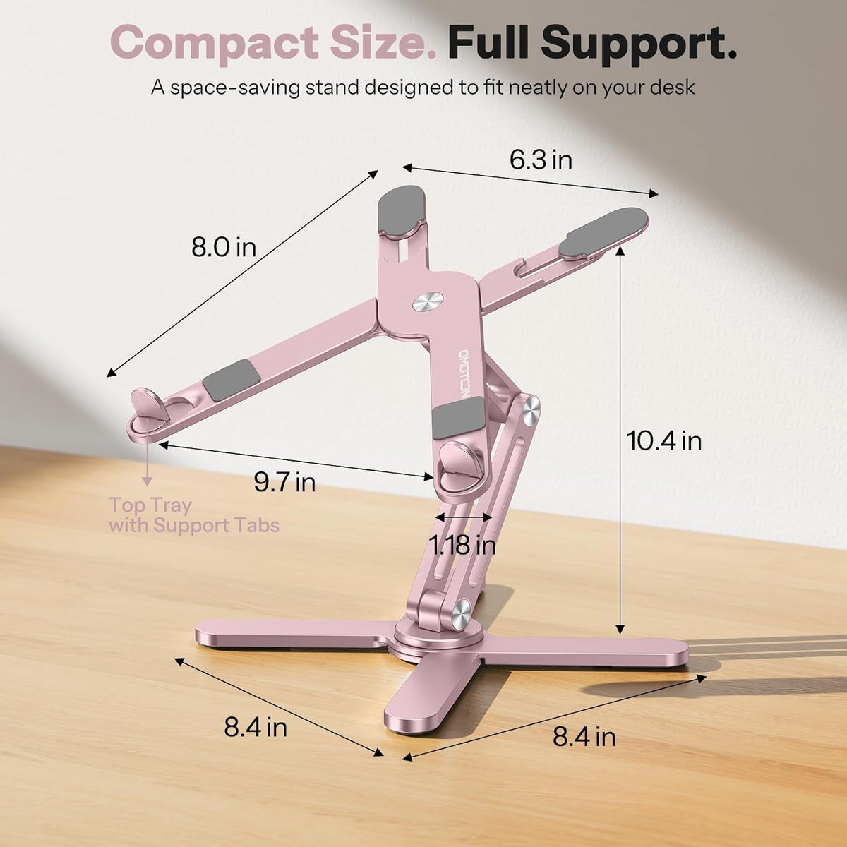 LA10 360° Rotating Laptop Stand Riser Foldable for Desk, Silver