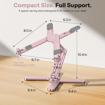 LA10 360° Rotating Laptop Stand Riser Foldable for Desk, Silver