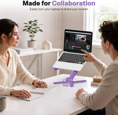 LA10 360° Rotating Laptop Stand Riser Foldable for Desk, Silver