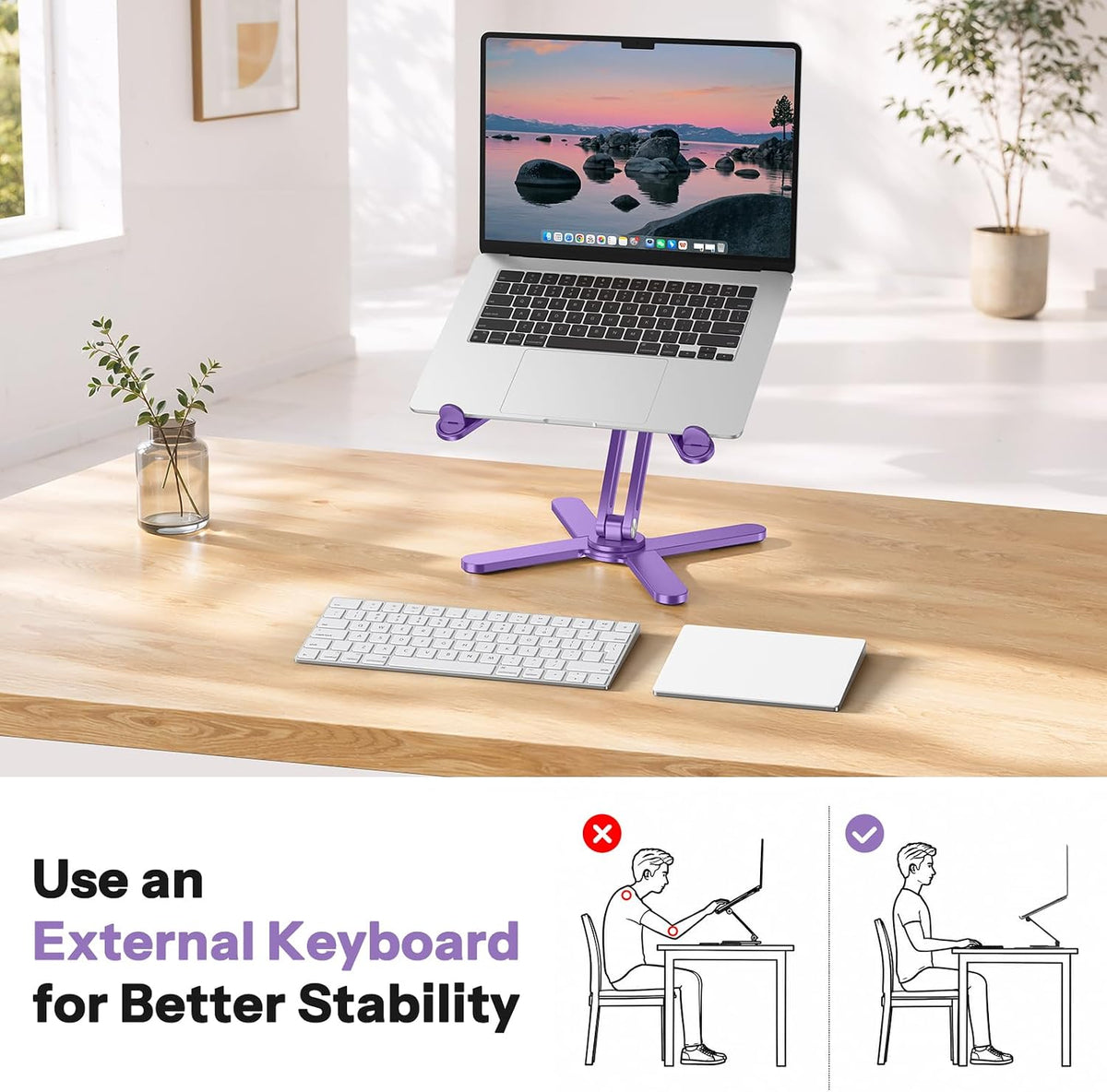 LA10 360° Rotating Laptop Stand Riser Foldable for Desk, Silver