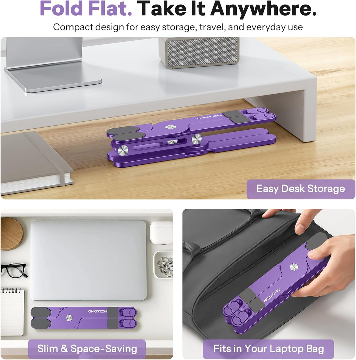 LA10 360° Rotating Laptop Stand Riser Foldable for Desk, Silver