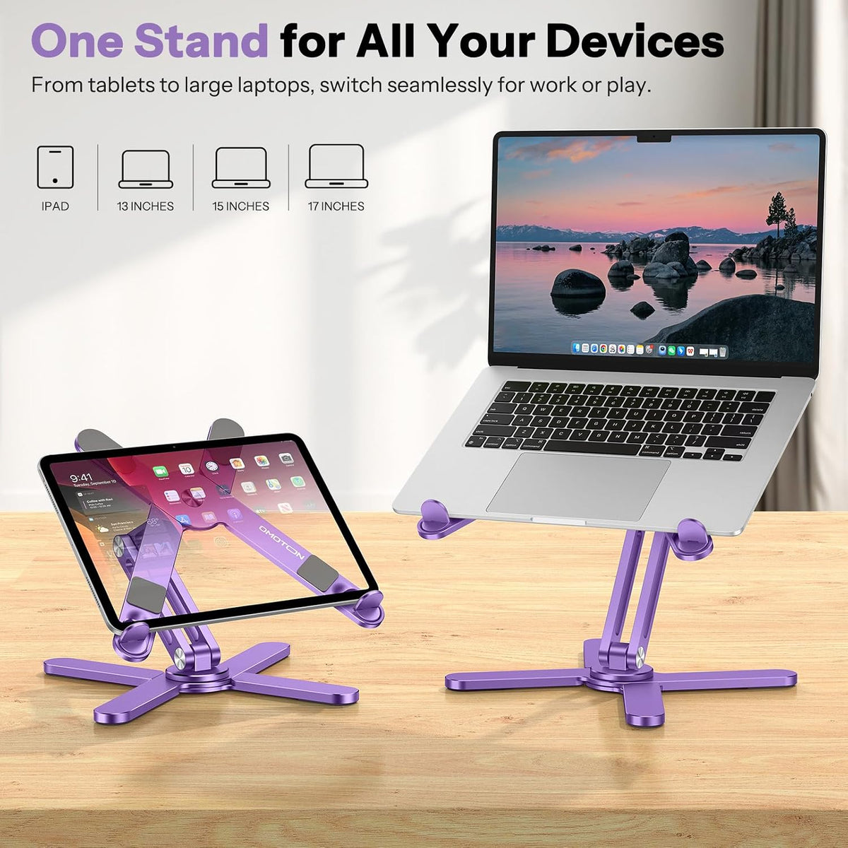 LA10 360° Rotating Laptop Stand Riser Foldable for Desk, Silver