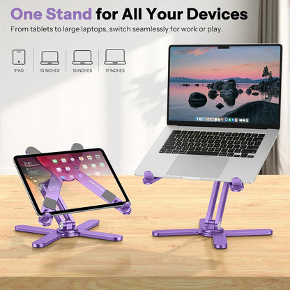 LA10 360° Rotating Laptop Stand Riser Foldable for Desk, Silver