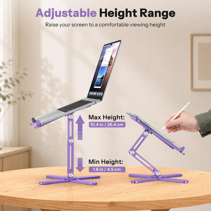 LA10 360° Rotating Laptop Stand Riser Foldable for Desk, Silver