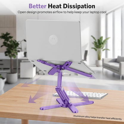 LA10 360° Rotating Laptop Stand Riser Foldable for Desk, Silver
