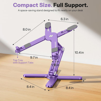 LA10 360° Rotating Laptop Stand Riser Foldable for Desk, Silver