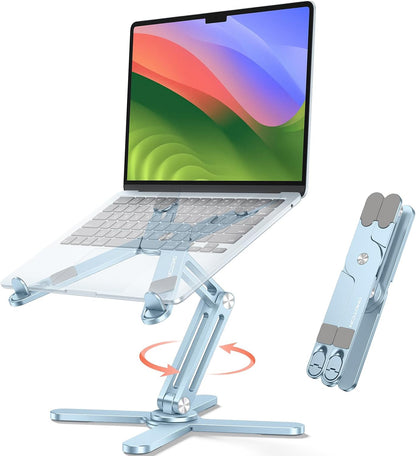 LA10 360° Rotating Laptop Stand Riser Foldable for Desk, Silver