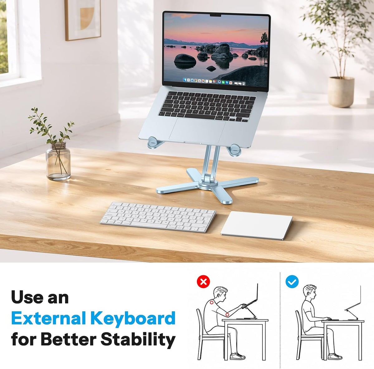 LA10 360° Rotating Laptop Stand Riser Foldable for Desk, Silver