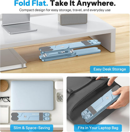 LA10 360° Rotating Laptop Stand Riser Foldable for Desk, Silver