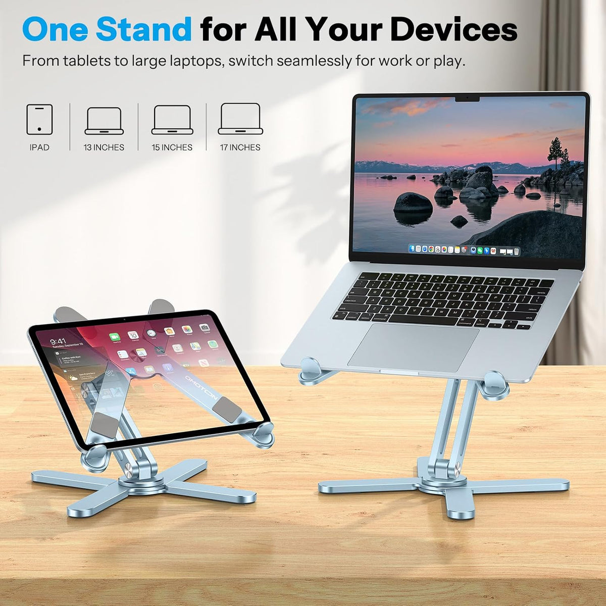 LA10 360° Rotating Laptop Stand Riser Foldable for Desk, Silver