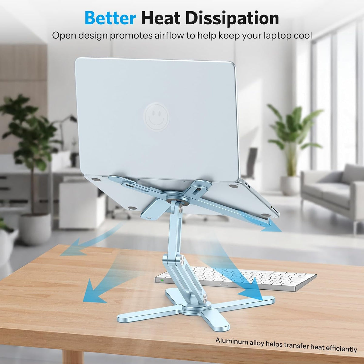 LA10 360° Rotating Laptop Stand Riser Foldable for Desk, Silver