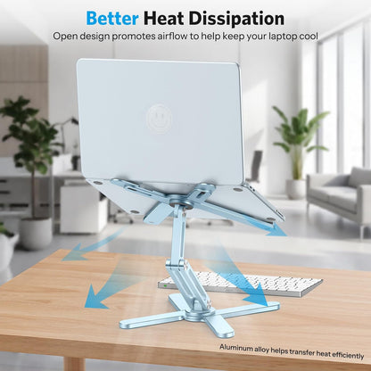 LA10 360° Rotating Laptop Stand Riser Foldable for Desk, Silver