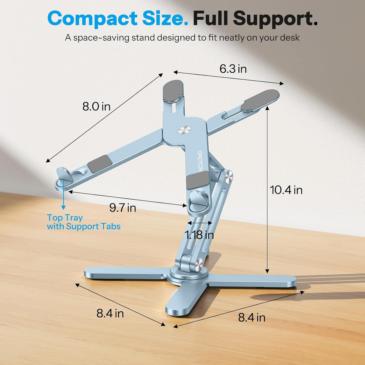 LA10 360° Rotating Laptop Stand Riser Foldable for Desk, Silver