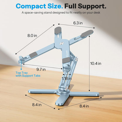 LA10 360° Rotating Laptop Stand Riser Foldable for Desk, Silver
