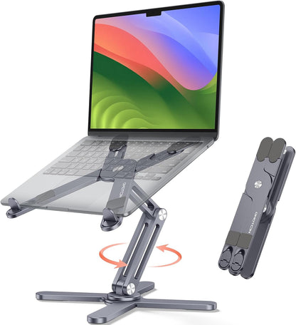 LA10 360° Rotating Laptop Stand Riser Foldable for Desk, Silver