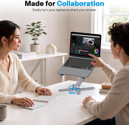 LA10 360° Rotating Laptop Stand Riser Foldable for Desk, Silver