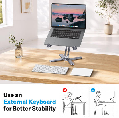 LA10 360° Rotating Laptop Stand Riser Foldable for Desk, Silver