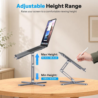 LA10 360° Rotating Laptop Stand Riser Foldable for Desk, Silver