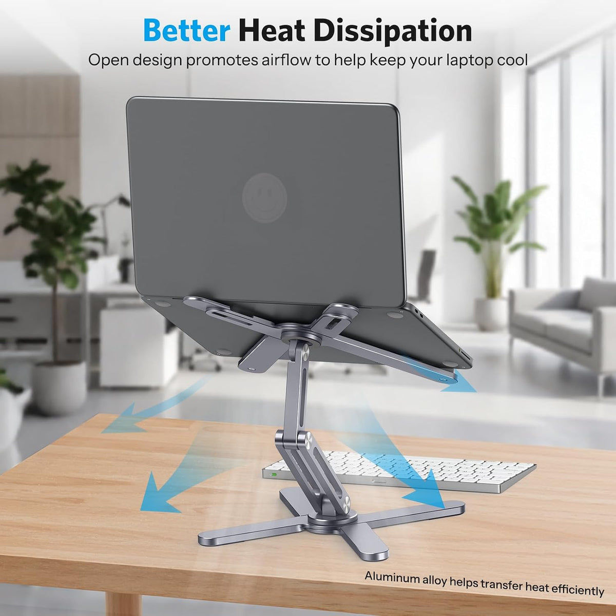 LA10 360° Rotating Laptop Stand Riser Foldable for Desk, Silver