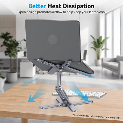 LA10 360° Rotating Laptop Stand Riser Foldable for Desk, Silver