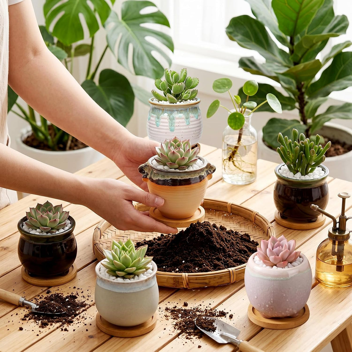 2.1 Inch Ceramic Small Succulent Pot,Plant Pots,Mini Flower Pots