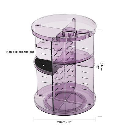 Rotating Makeup Organizer, DIY 8 Adjustable Layers Spinning Skincare Storage, Cosmetic Display Case with Brush Holder and Perfume Tray, Multi-Function Vanity Bathroom Countertop Organizer Clear