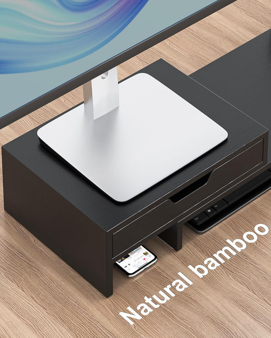 Dual Monitor Riser with Two Drawer for Desk, No Assembly Required