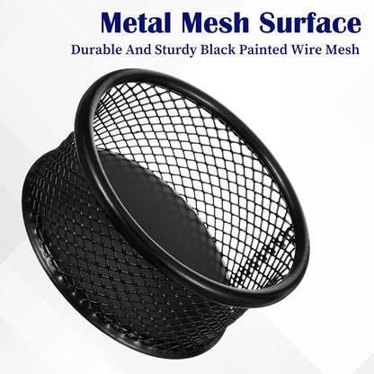 12 Pack Paper Clip Holder, Paperclip Holders for Desk, Mesh Paper Clip Holder for Desk Binder Wire Mesh Bowls for Holding Small Parts Office Accessories(Black)