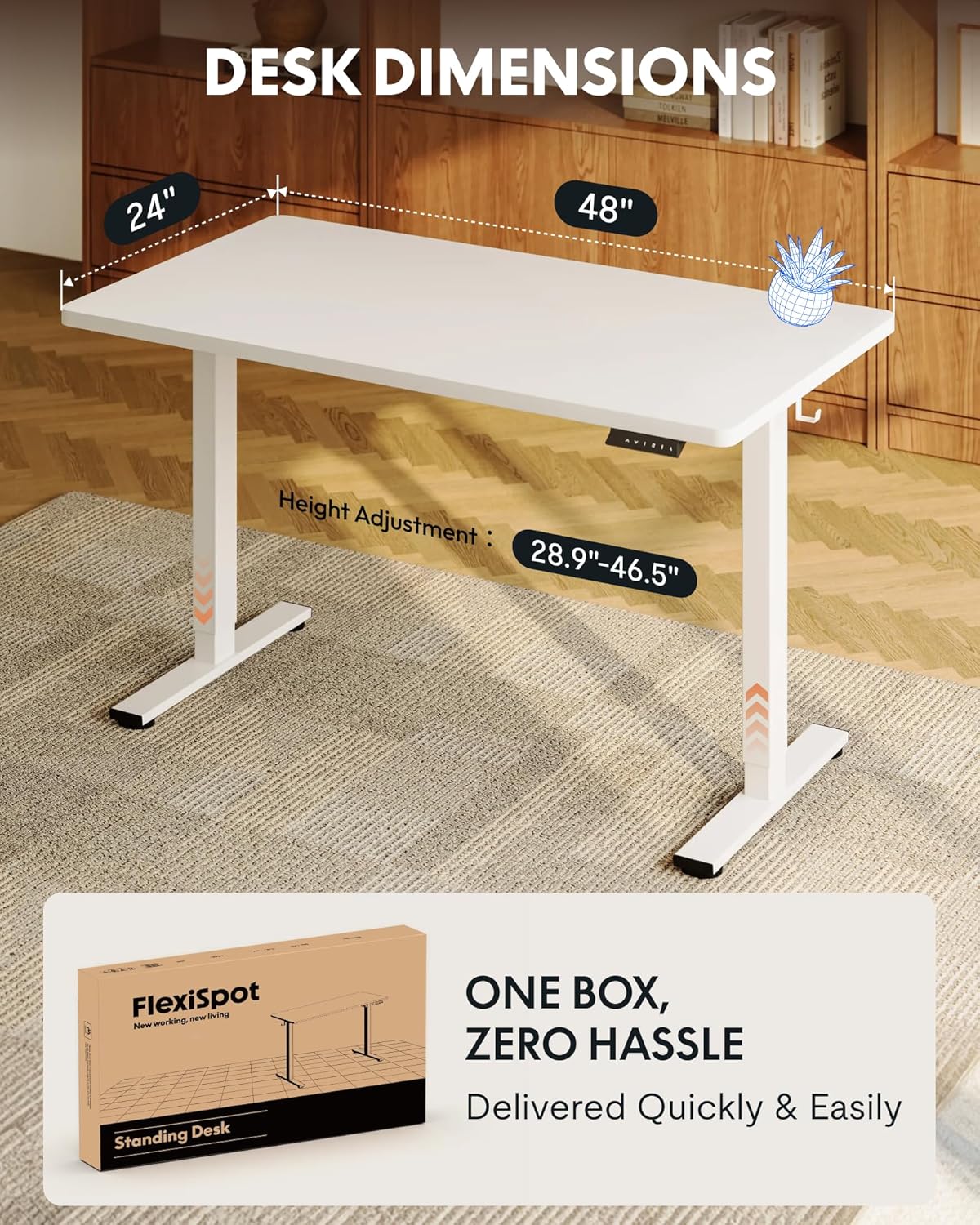 EN1 48"x24" One-Piece Standing Desk, White