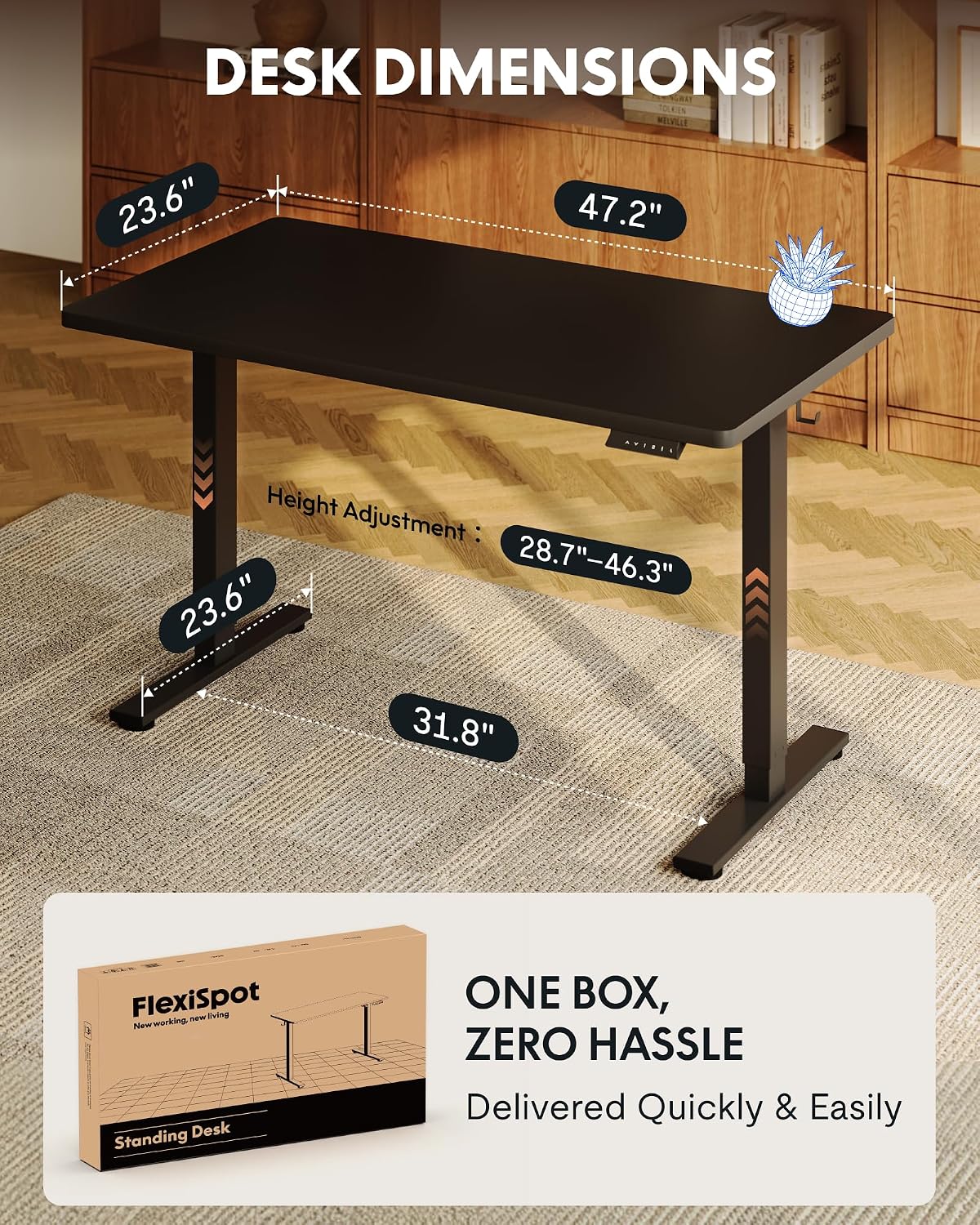 EN1 48"x24" One-Piece Standing Desk, White