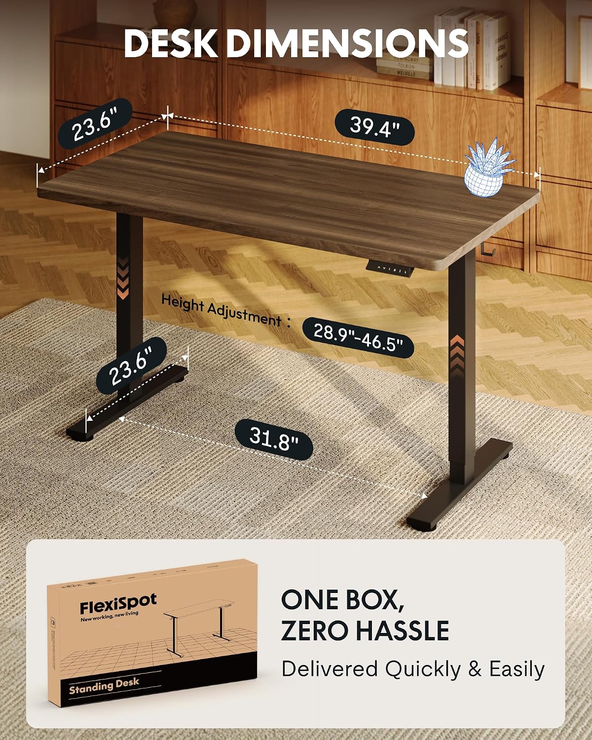 EN1 48"x24" One-Piece Standing Desk, White