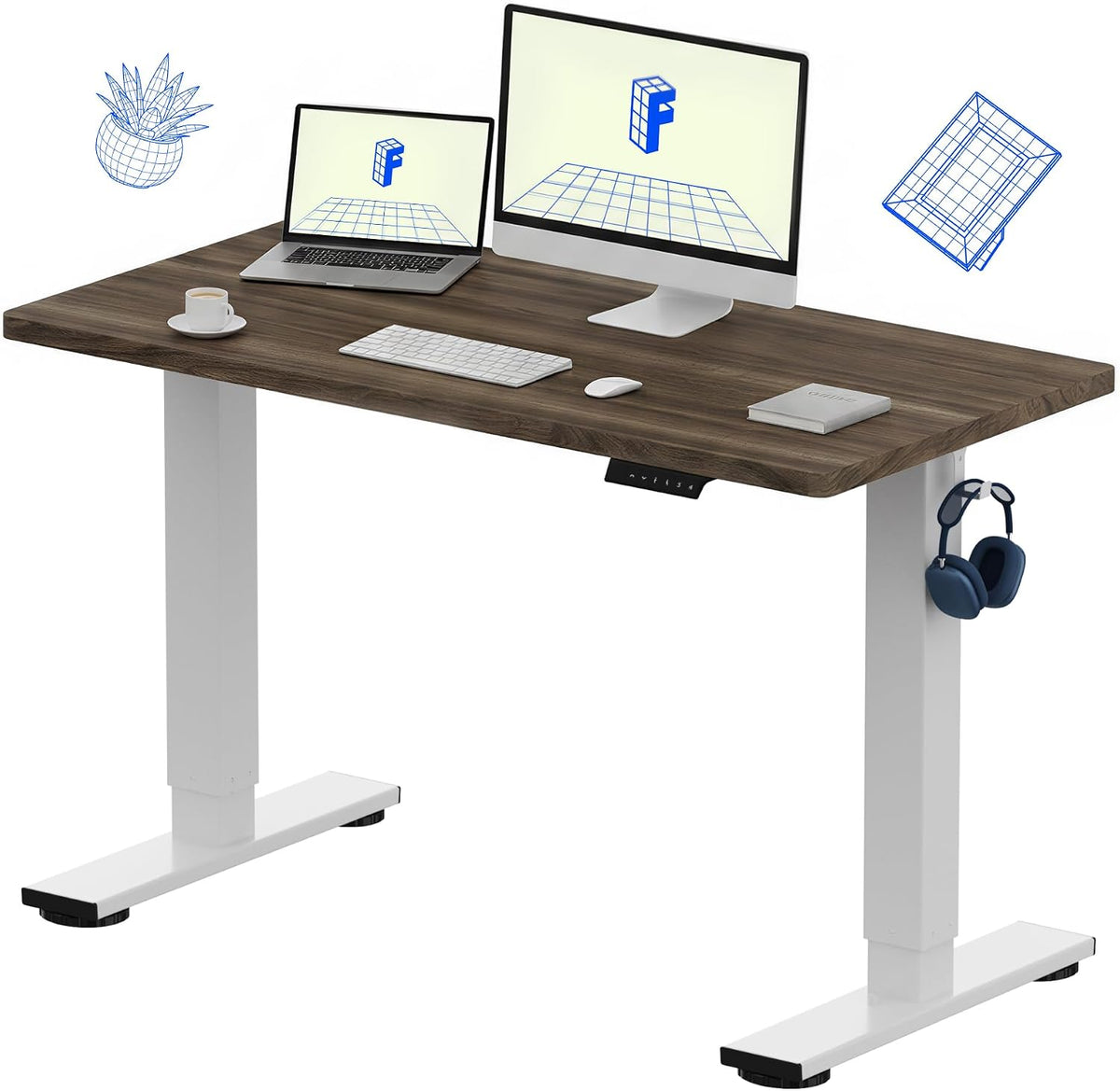 EN1 48"x24" One-Piece Standing Desk, White