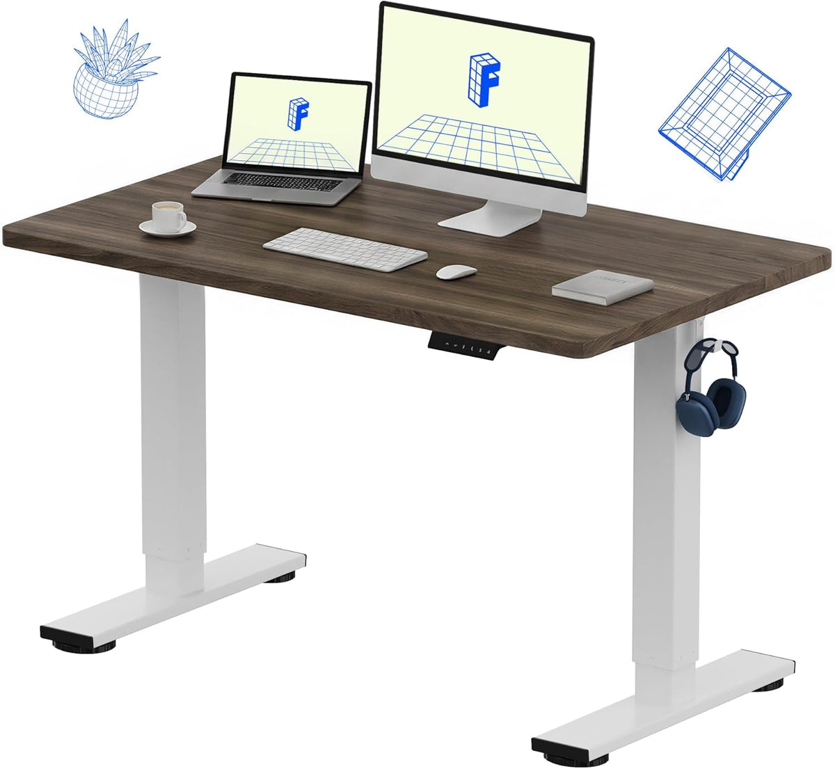 EN1 48"x24" One-Piece Standing Desk, White