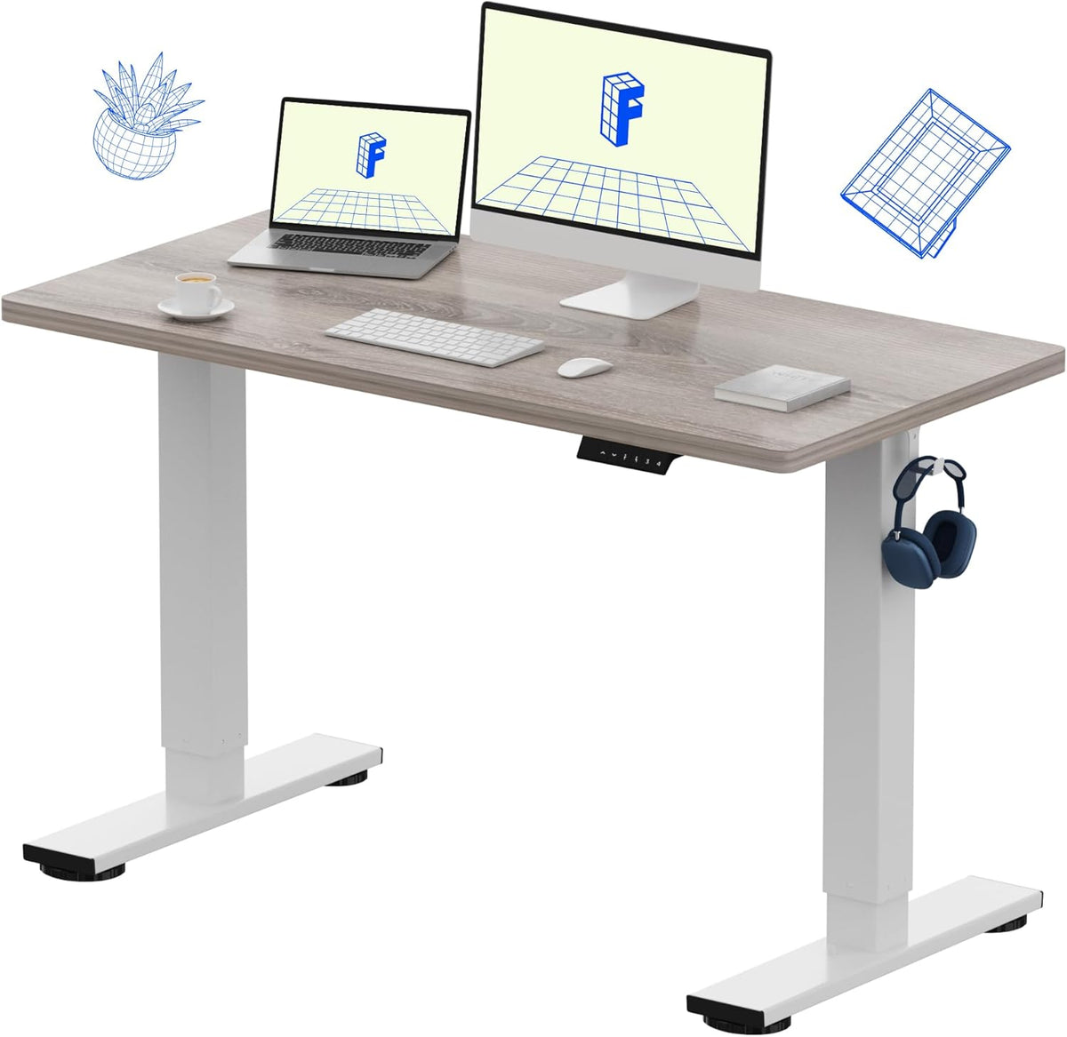 EN1 48"x24" One-Piece Standing Desk, White