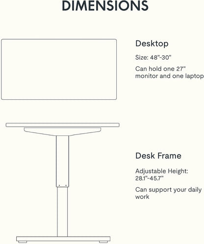 EN1 48"x24" One-Piece Standing Desk, White